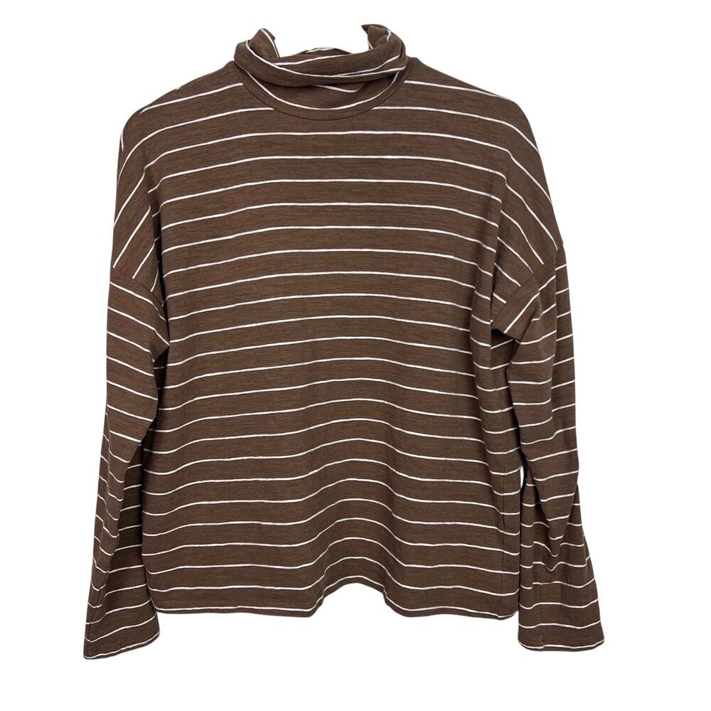 Madewell Brown and White Striped Long Sleeve Tee - Picture 1 of 6